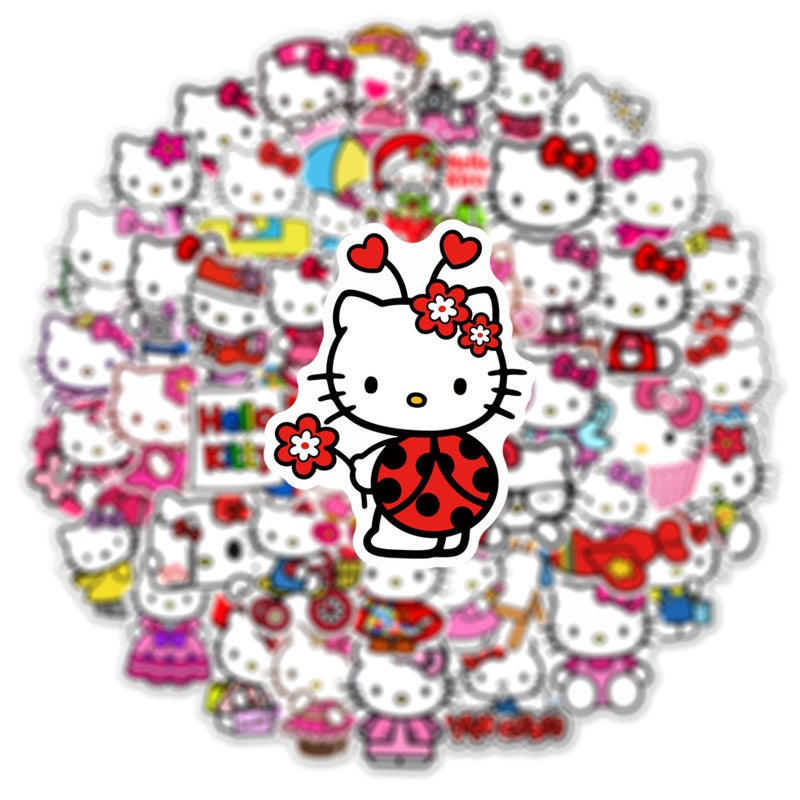 YONGAI 50Pcs Cute Hello Kitty Sticker for Kids, Kawaii Sanrio Cartoon Waterproof Vinyl Decal for Teen Girl Water Bottle Skateboard Notebook Phone Guitar Bike - Image 3